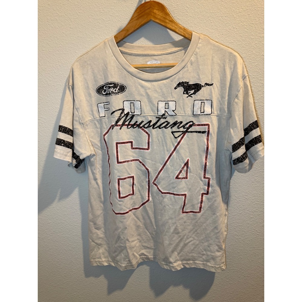 Ford Mustang 64 Graphic T-Shirt Gray Mineral Wash Short Sleeve XXL 18